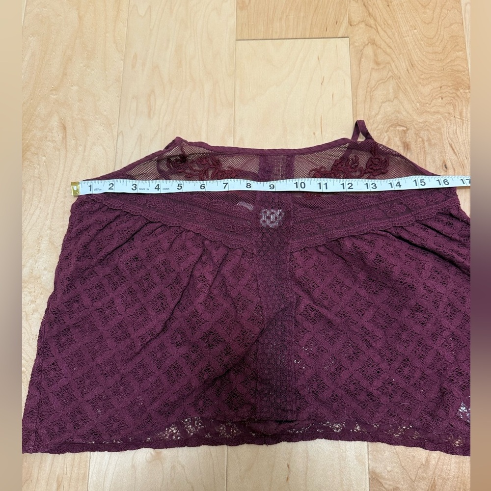 Y2K 90s‎ Abercrombie womens lace top maroon size M dark fairy whismigoth grunge - Picture 4 of 6